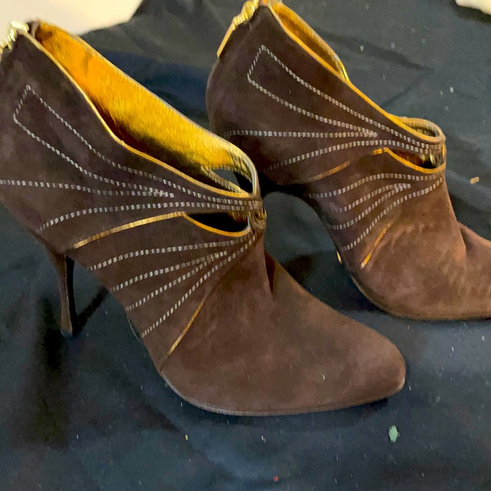 Winter SALE!!!  Dolce & Gabbana Suede-with Gold trim Bootie